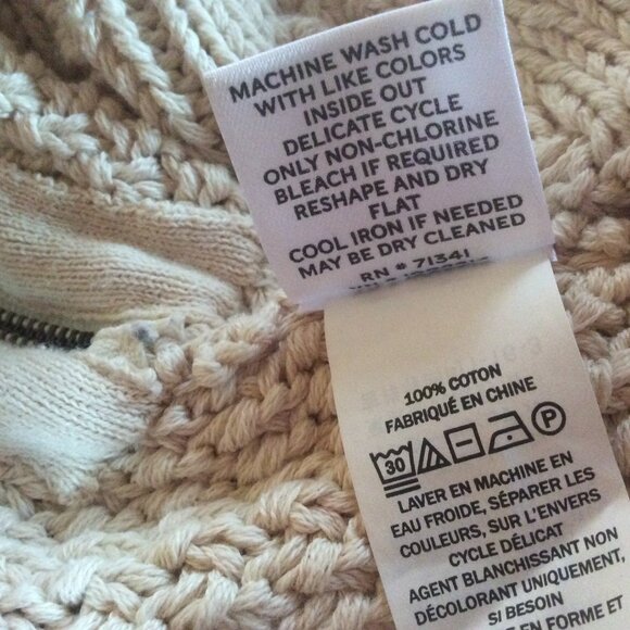 L.L. Bean Signature Beige/Ivory Fisherman Chunky Cable Knit Tunic Sweater Small - Picture 4 of 5